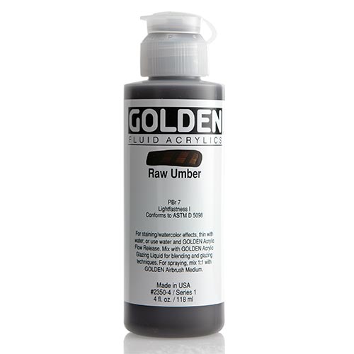 Golden, Fluid Acrylic, Paint, 4oz, Raw Umber